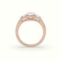 Oval Diamond Trilogy Trapezium Engagement Ring — Rose Gold