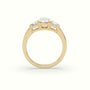 Oval Diamond Trilogy Trapezium Engagement Ring — Yellow Gold