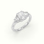 Radiant Diamond Trilogy Trapezium Engagement Ring — White Gold