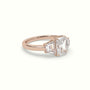 Radiant Diamond Trilogy Trapezium Engagement Ring — Rose Gold