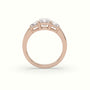 Radiant Diamond Trilogy Trapezium Engagement Ring — Rose Gold