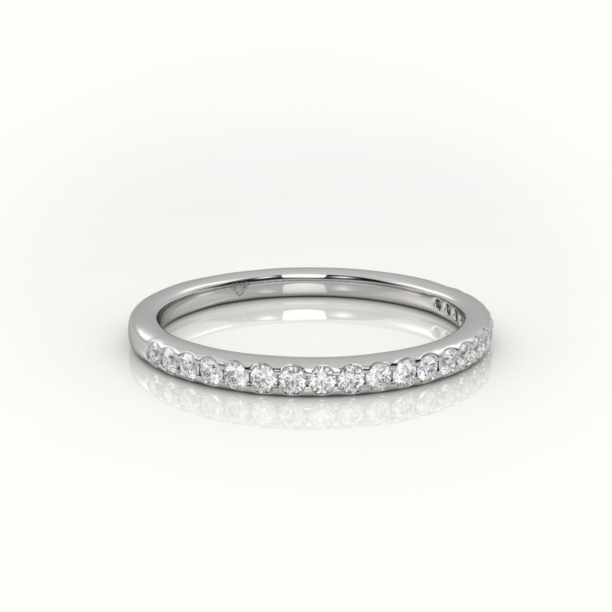 Round Cut Diamonds Scallop-Setting Eternity Wedding Band — White Gold