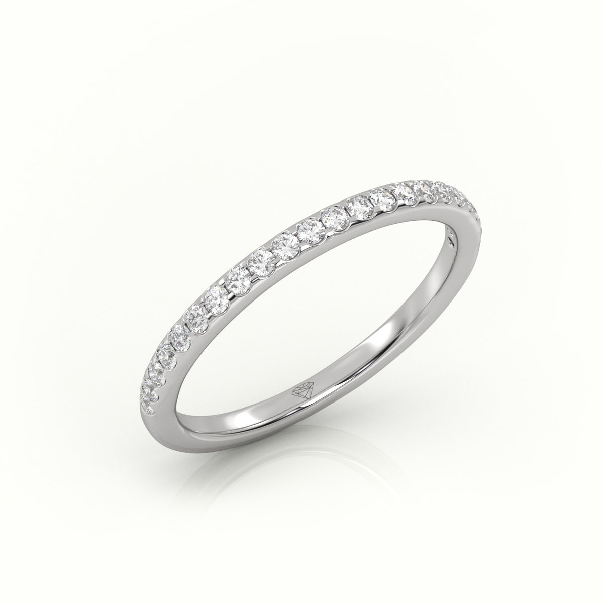 Round Cut Diamonds Scallop-Setting Eternity Wedding Band — White Gold