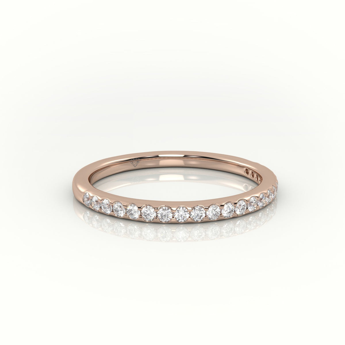 Round Cut Diamonds Scallop-Setting Eternity Wedding Band — Rose Gold