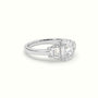Cushion Diamond Trilogy Trapezium Engagement Ring — White Gold