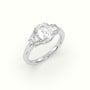 Cushion Diamond Trilogy Trapezium Engagement Ring — White Gold