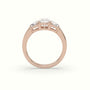 Cushion Diamond Trilogy Trapezium Engagement Ring — Rose Gold