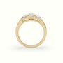 Cushion Diamond Trilogy Trapezium Engagement Ring — Yellow Gold