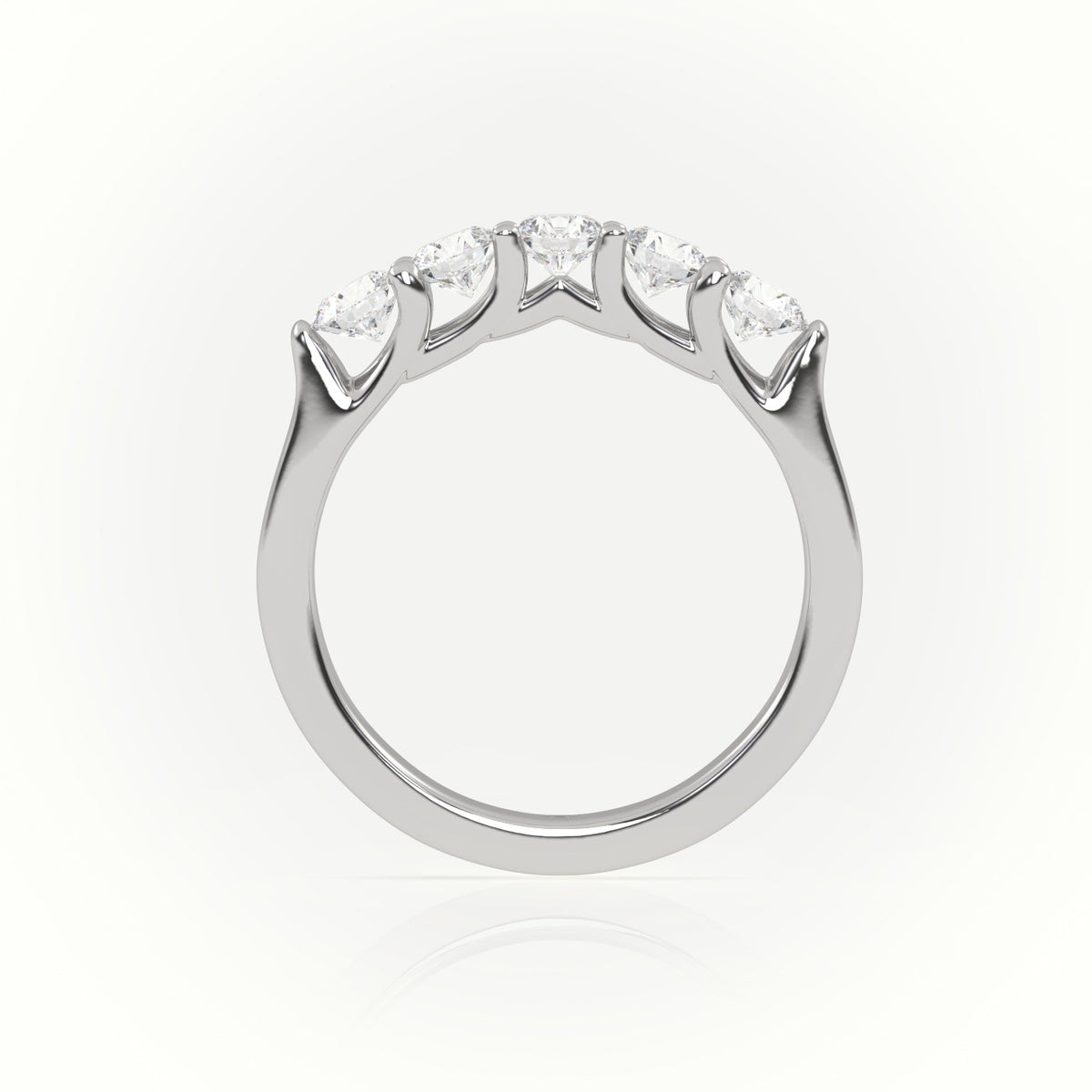 Round Diamonds Shared Prongs Half-Eternity Wedding Band — White Gold