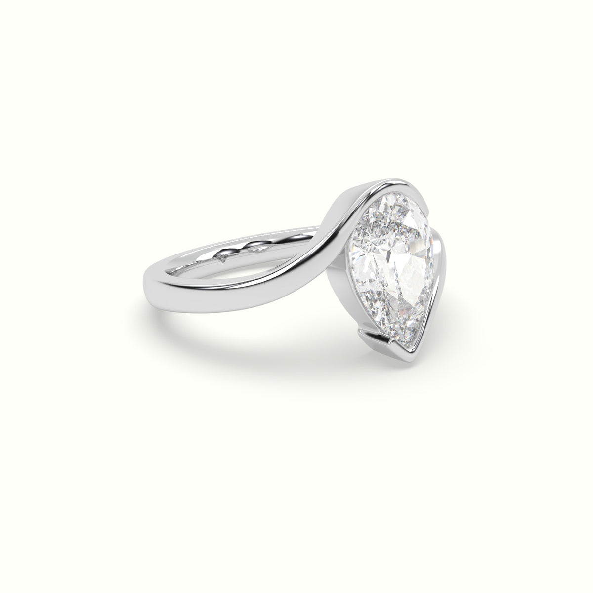 Pear Diamond Tension Engagement Ring — White Gold