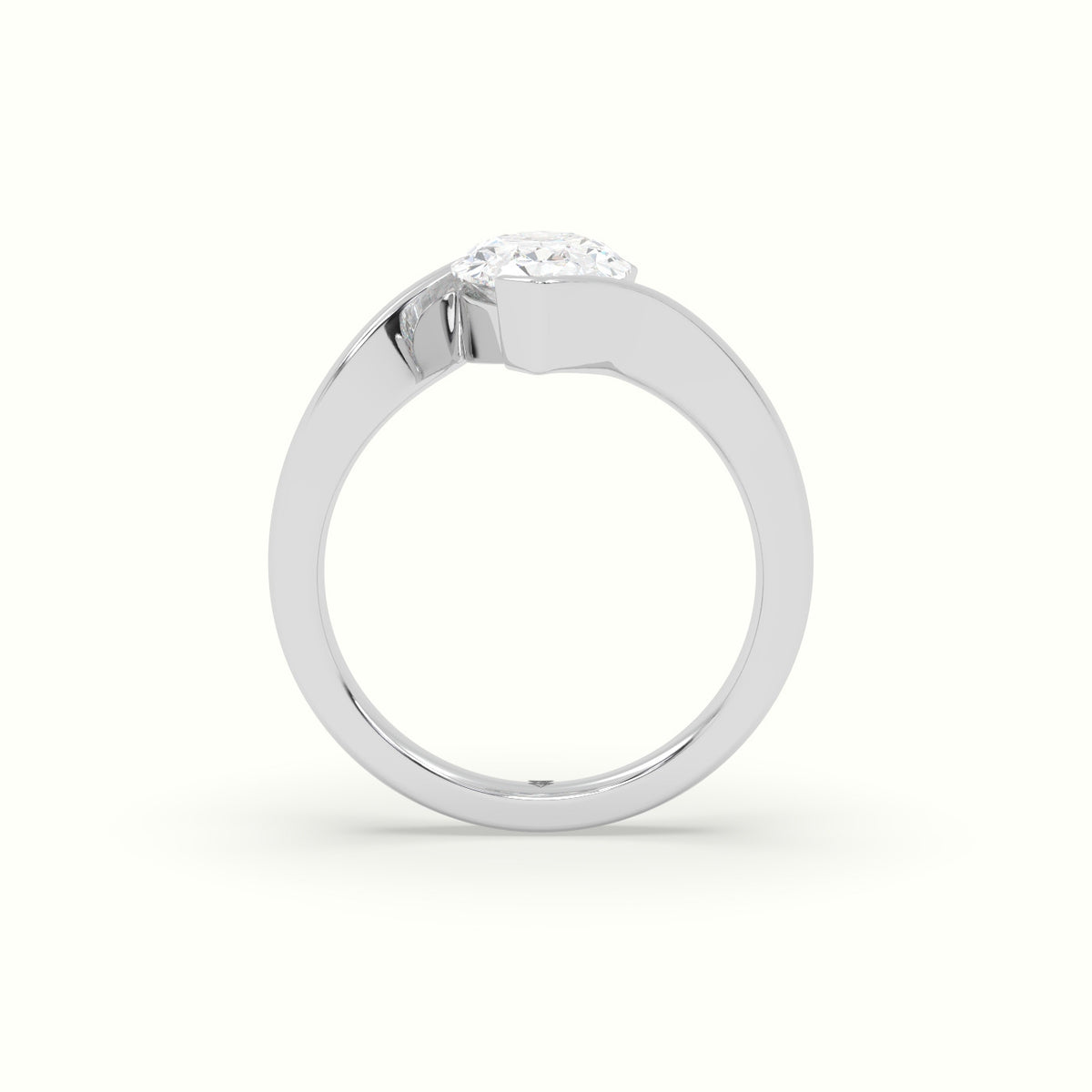 Pear Diamond Tension Engagement Ring — White Gold