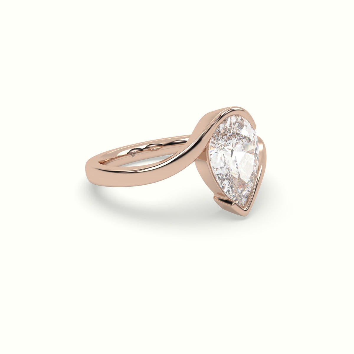 Pear Diamond Tension Engagement Ring — Rose Gold