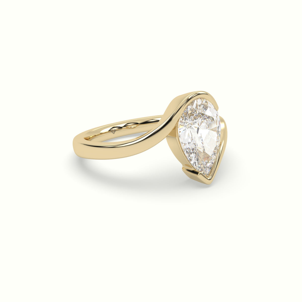 Pear Diamond Tension Engagement Ring — Yellow Gold