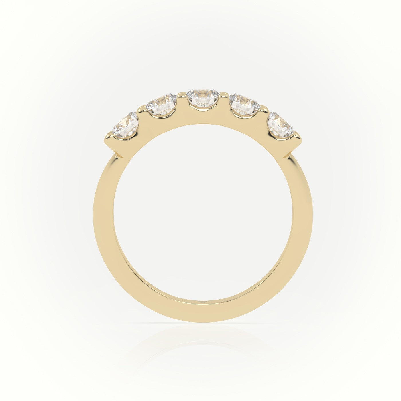 Round Diamonds Scallop Setting Half-Eternity Wedding Band — Yellow Gold