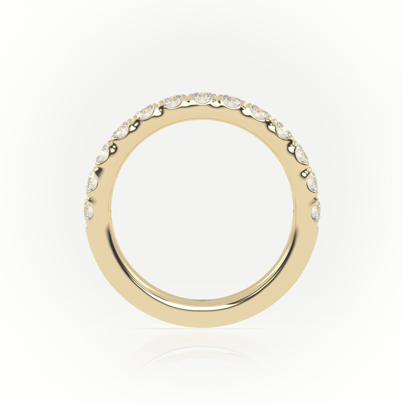 Round Cut Diamond Scallop Setting Eternity Wedding Band — Yellow Gold