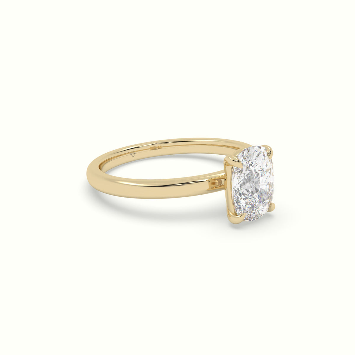 Cushion Solitaire Engagement Ring — Yellow Gold