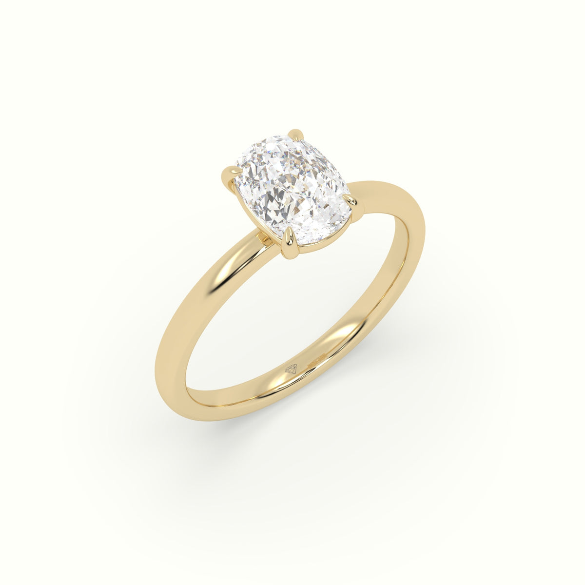 Cushion Solitaire Engagement Ring — Yellow Gold