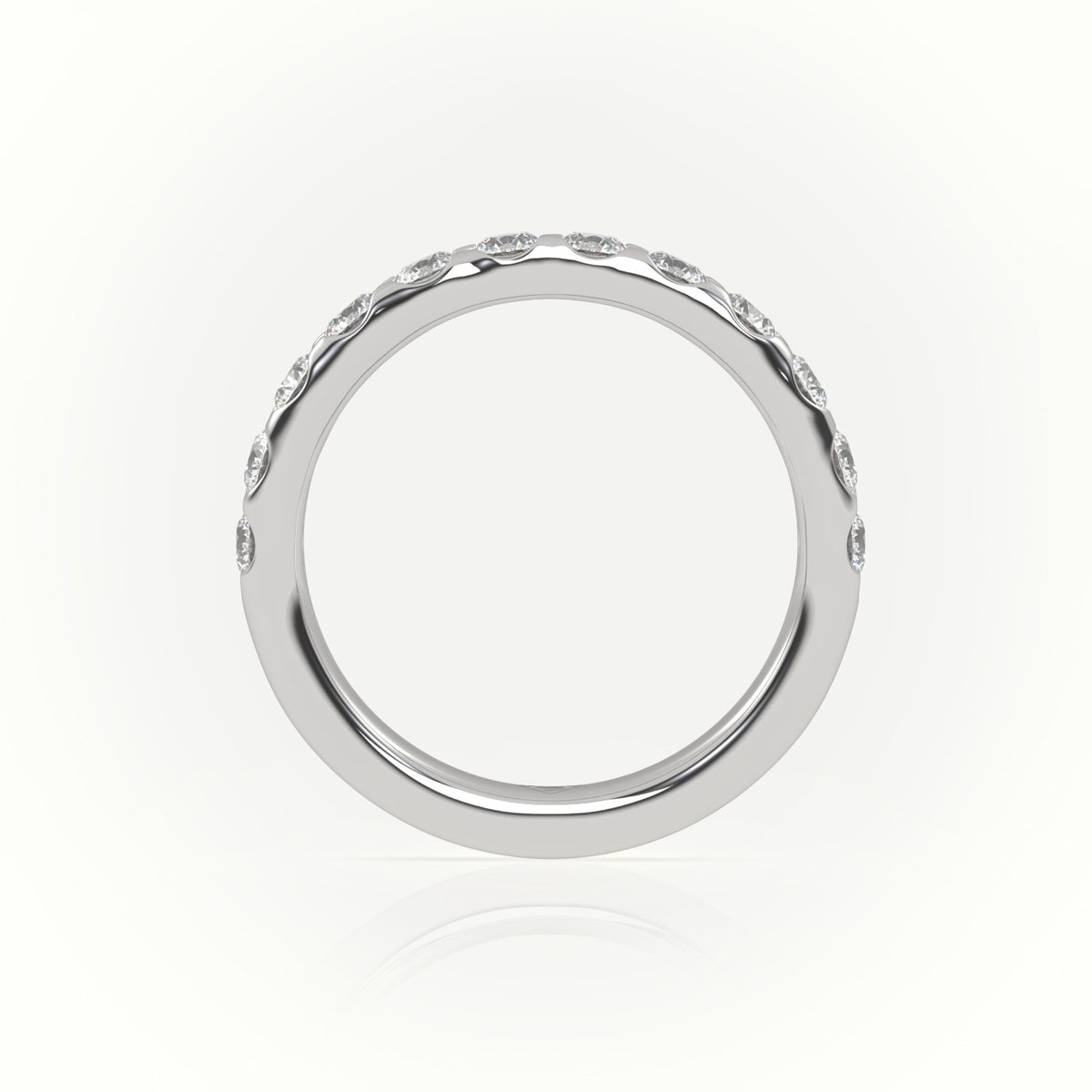 Round-Cut Diamonds Scallop Setting Eternity Wedding Band — White Gold