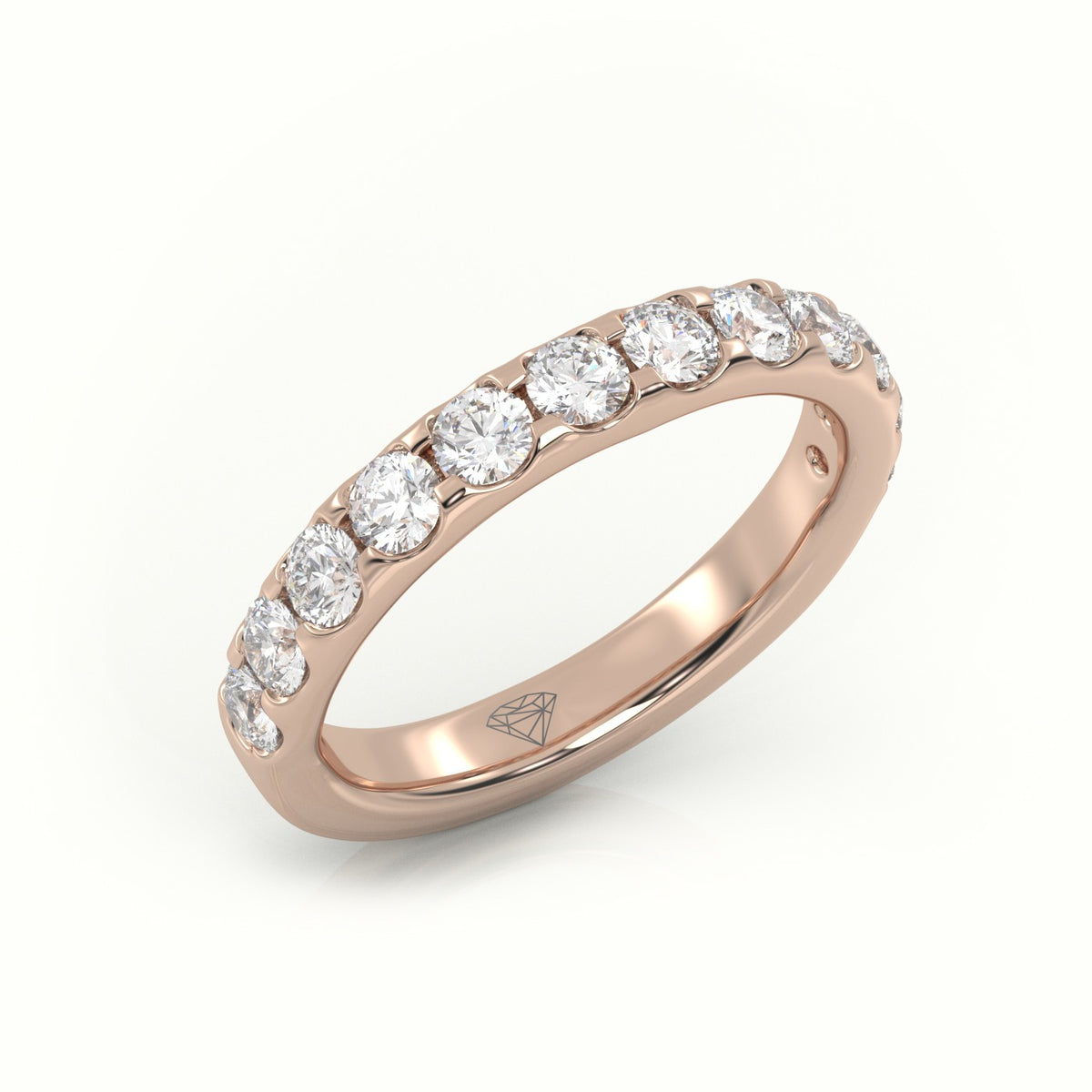 Round-Cut Diamonds Scallop Setting Eternity Wedding Band — Rose Gold