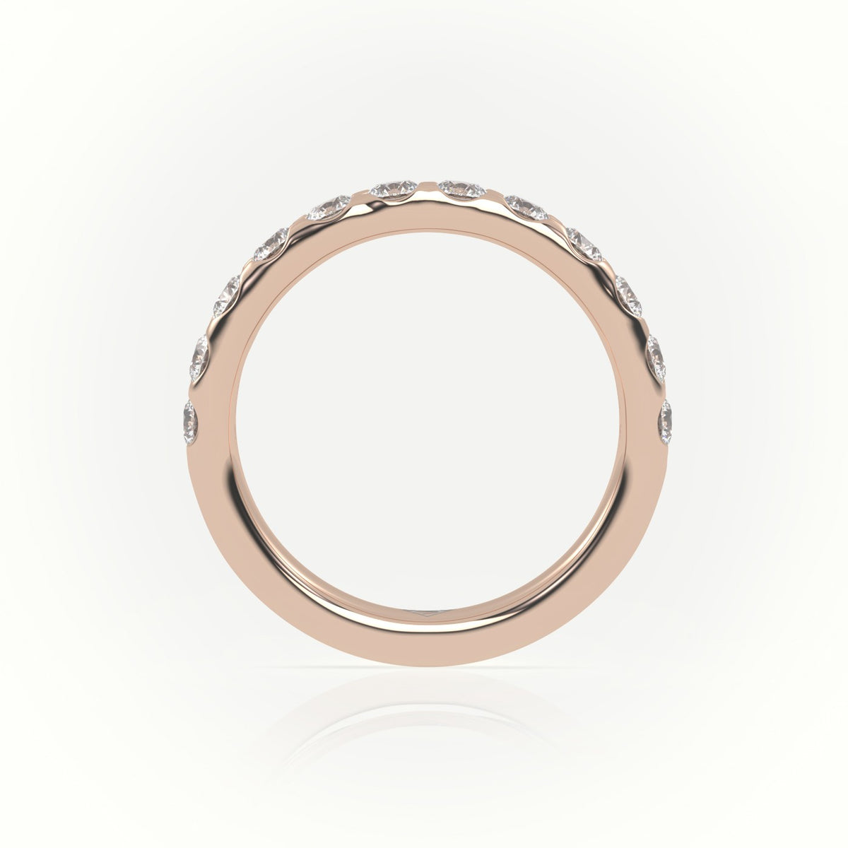 Round-Cut Diamonds Scallop Setting Eternity Wedding Band — Rose Gold