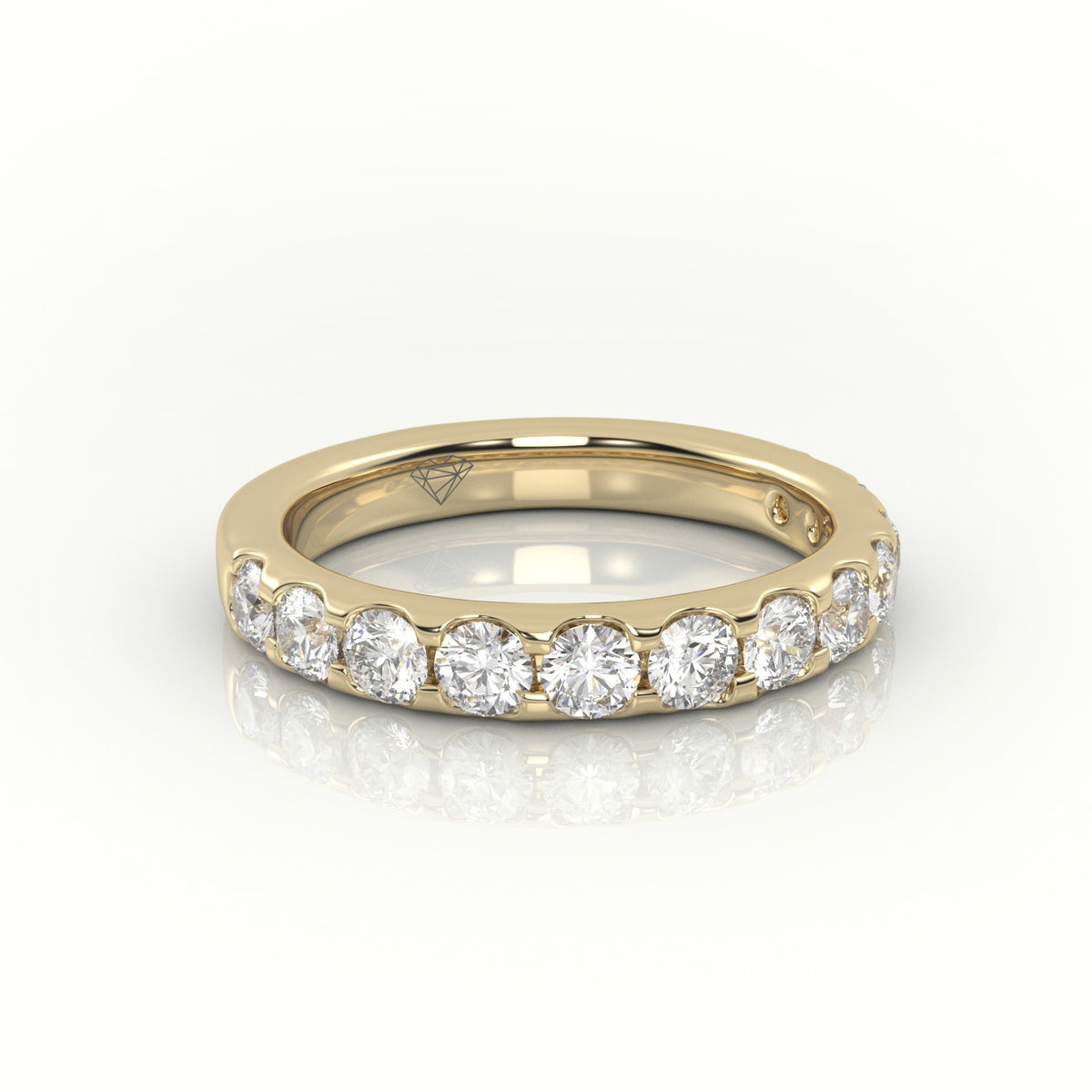 Round-Cut Diamonds Scallop Setting Eternity Wedding Band — Yellow Gold