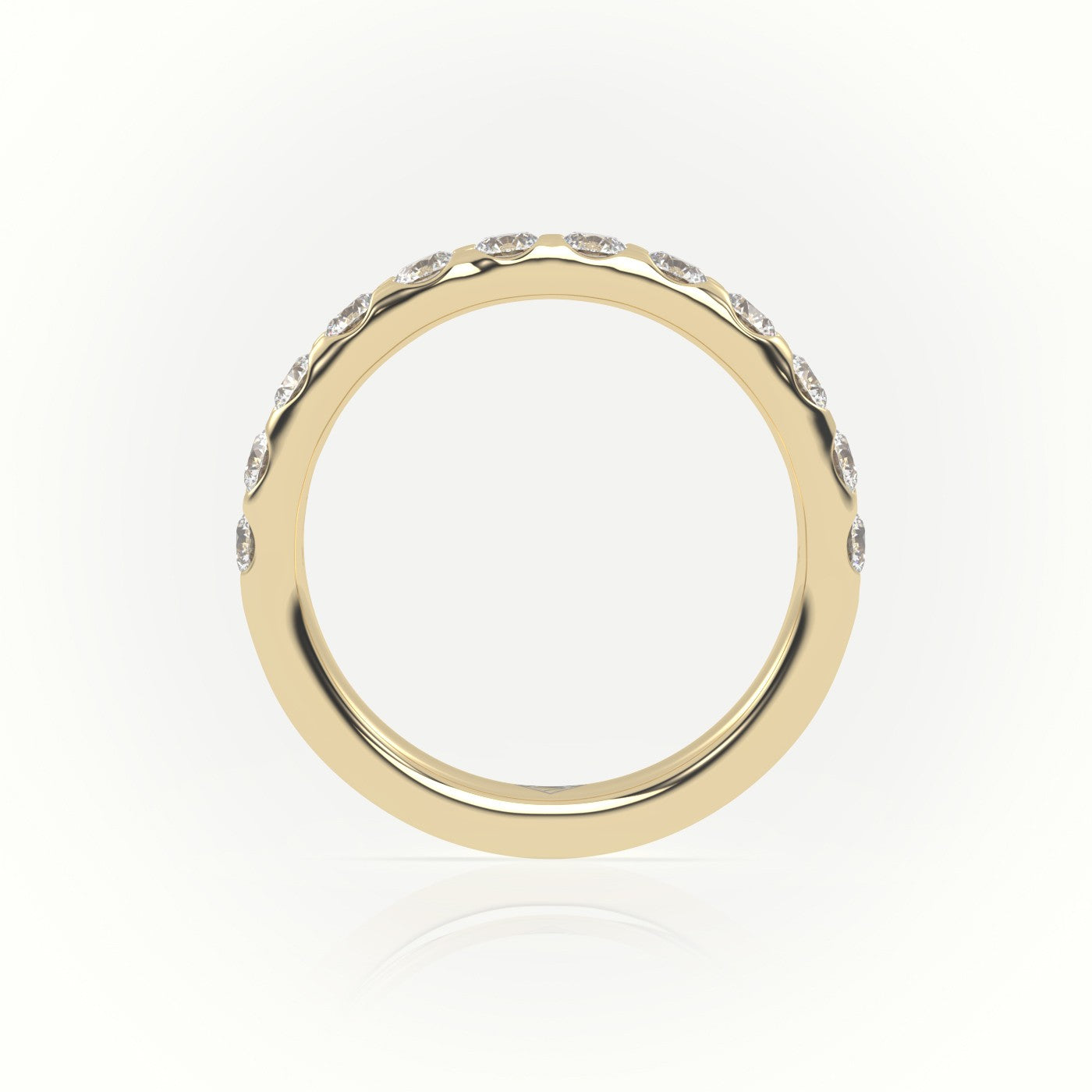 Round-Cut Diamonds Scallop Setting Eternity Wedding Band — Yellow Gold