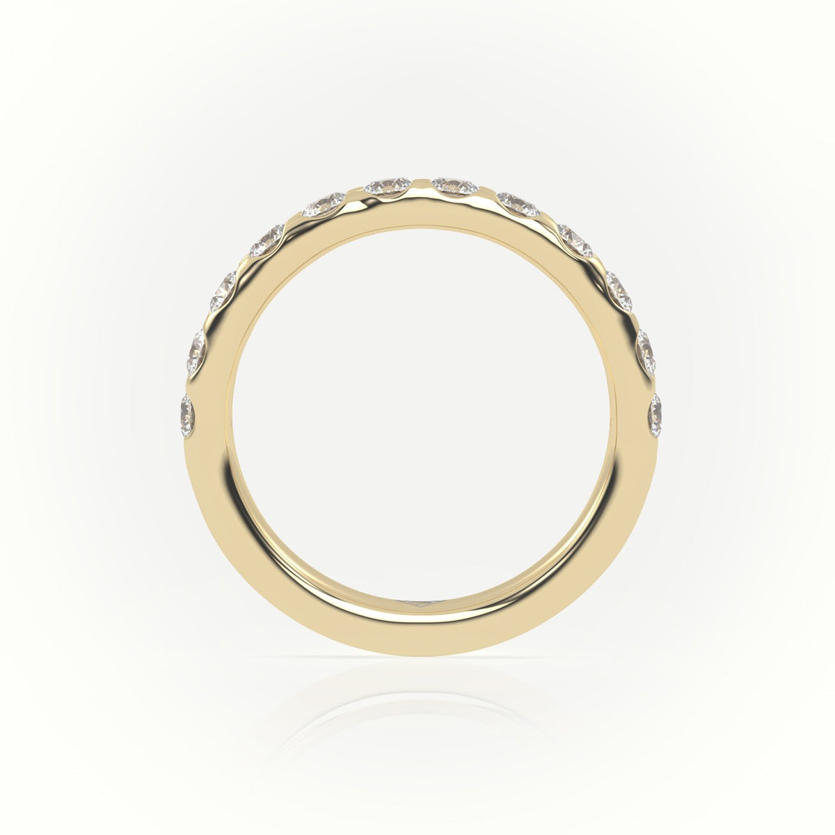 Round-Cut Diamonds Scallop Setting Eternity Wedding Band — Yellow Gold