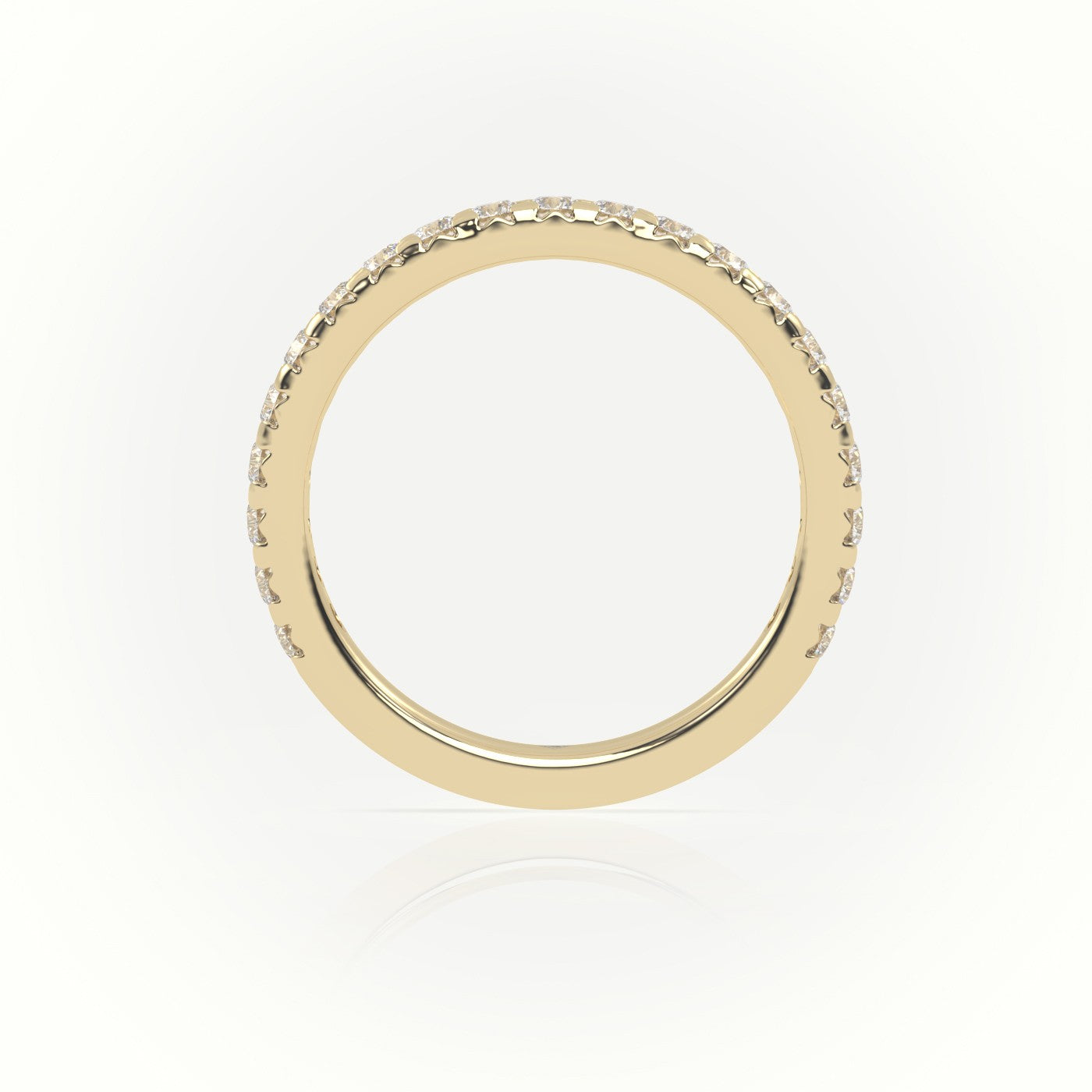 Round Cut Diamond Scallop Setting Eternity Wedding Band — Yellow Gold
