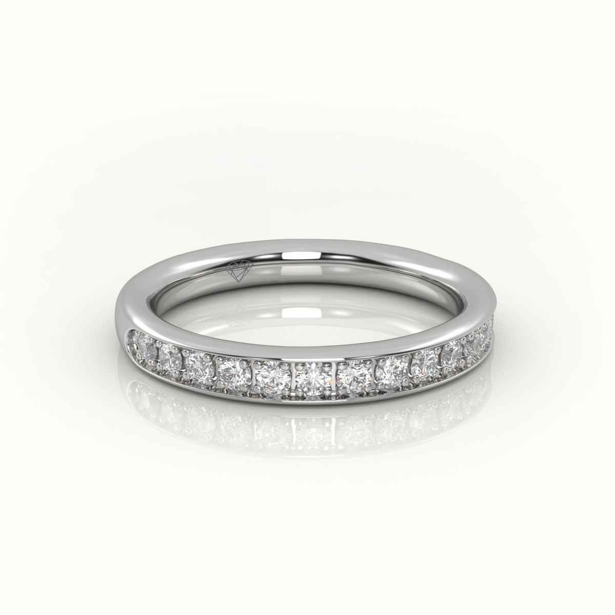 Round-Cut Diamonds Channel Setting Eternity Wedding Band — White Gold