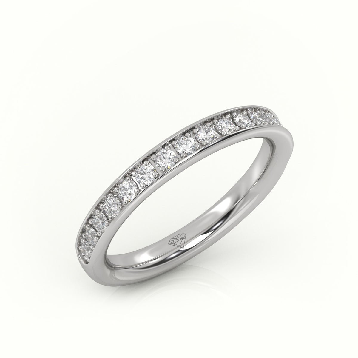 Round-Cut Diamonds Channel Setting Eternity Wedding Band — White Gold