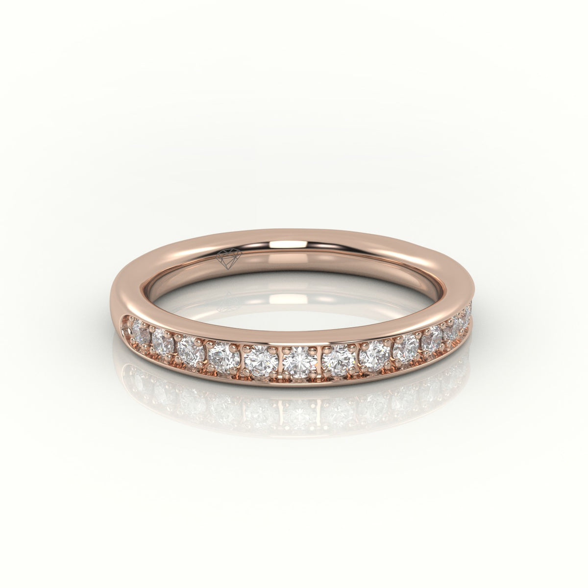 Round-Cut Diamonds Channel Setting Eternity Wedding Band — Rose Gold