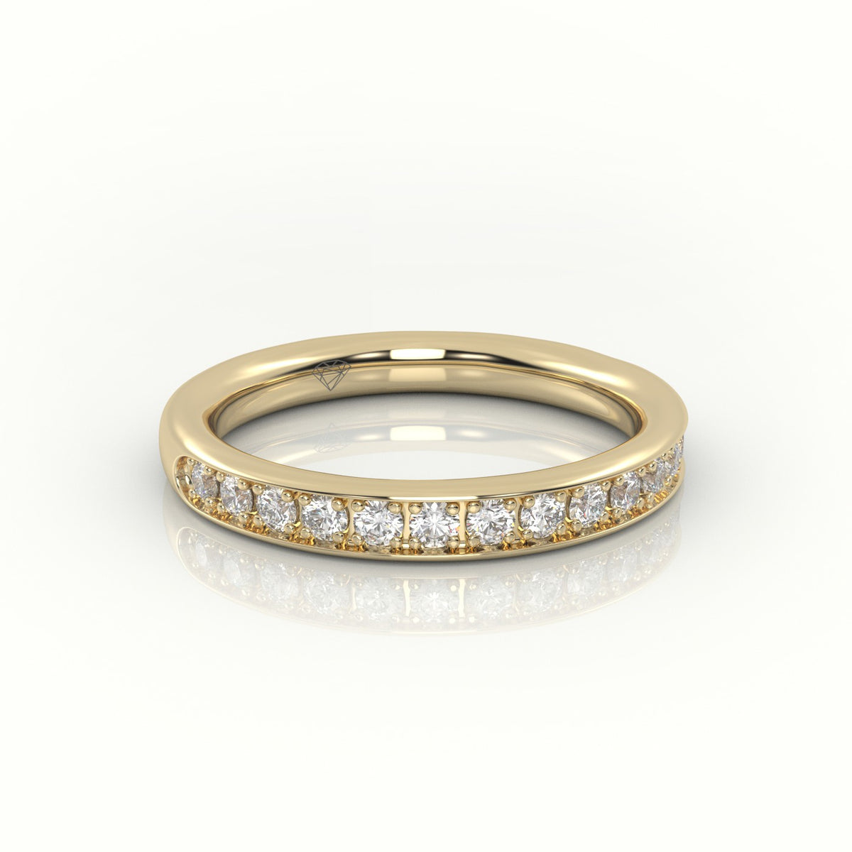 Round-Cut Diamonds Channel Setting Eternity Wedding Band — Yellow Gold
