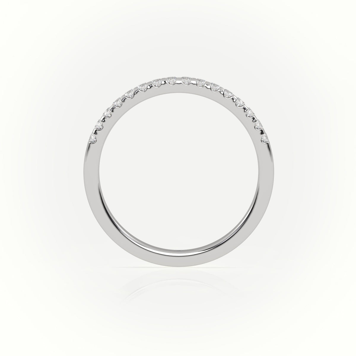 Round Cut Diamonds Scallop Setting Half Eternity Wedding Band — White Gold