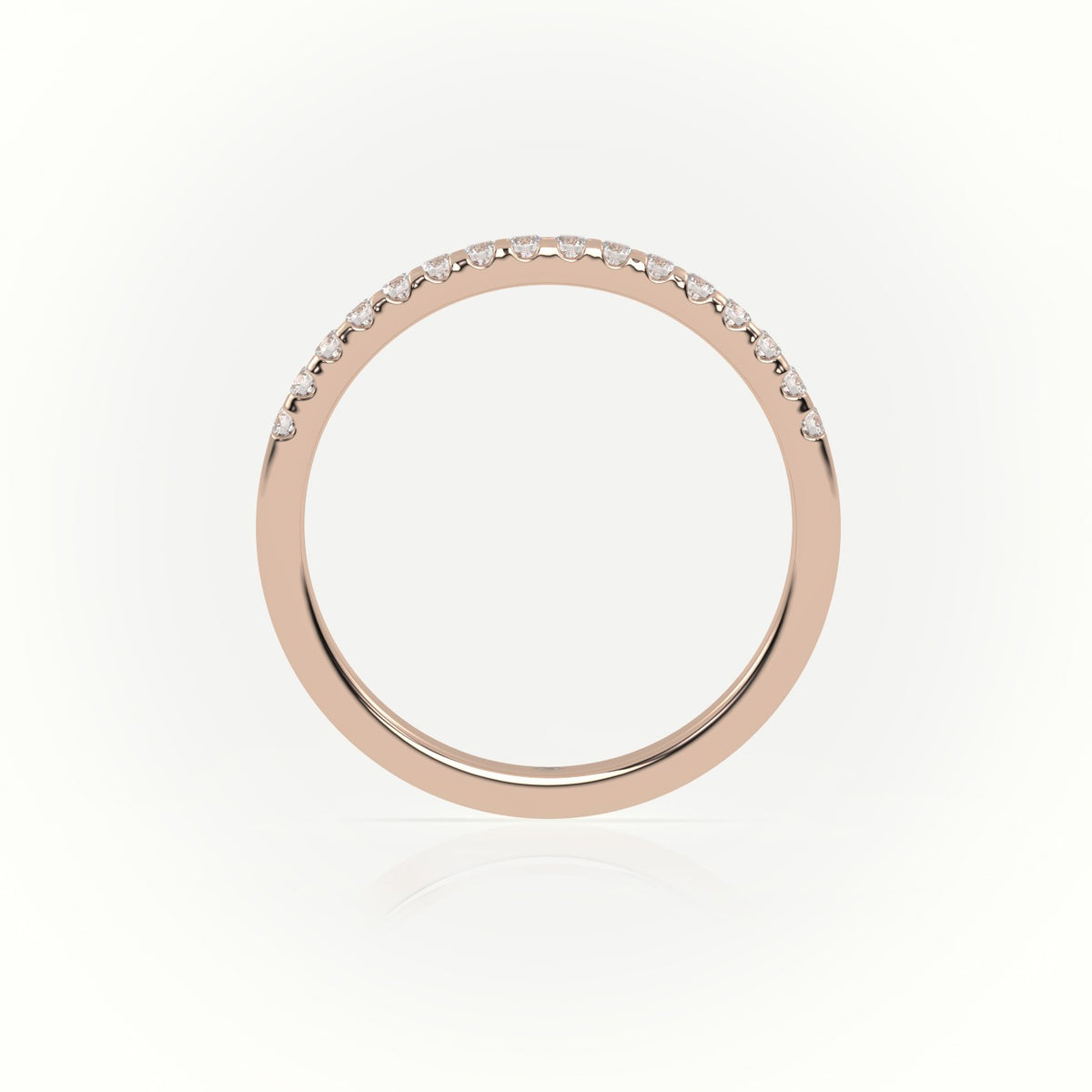 Round Cut Diamonds Scallop Setting Half Eternity Wedding Band — Rose Gold