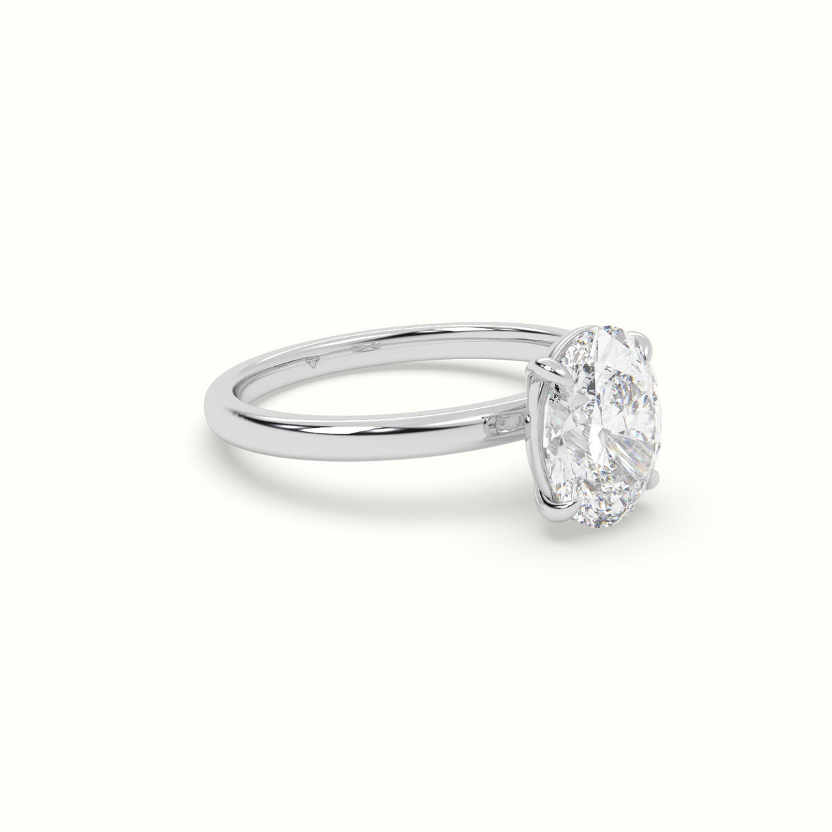 Oval Solitaire Engagement Ring — White Gold