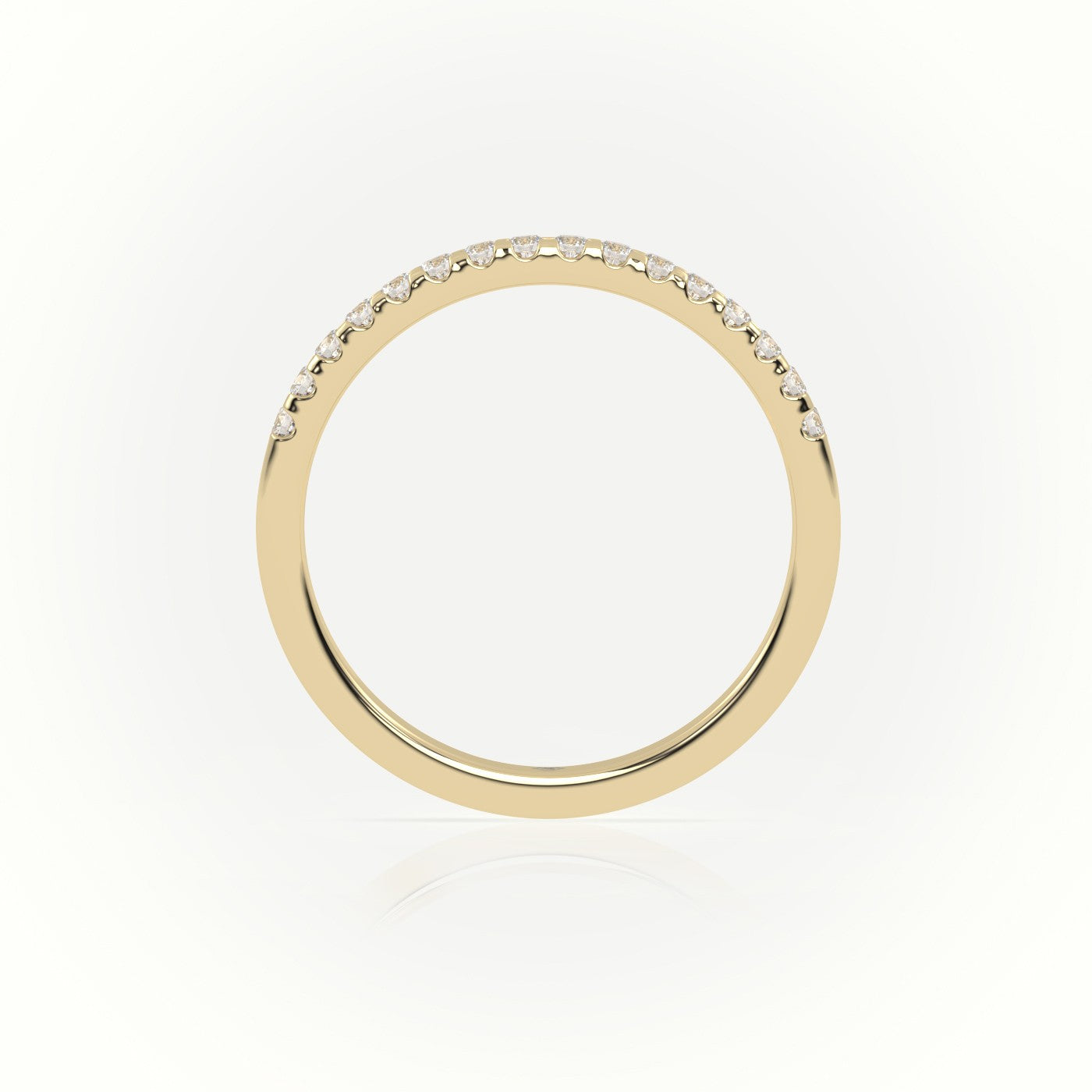 Round Cut Diamonds Scallop Setting Half Eternity Wedding Band — Yellow Gold