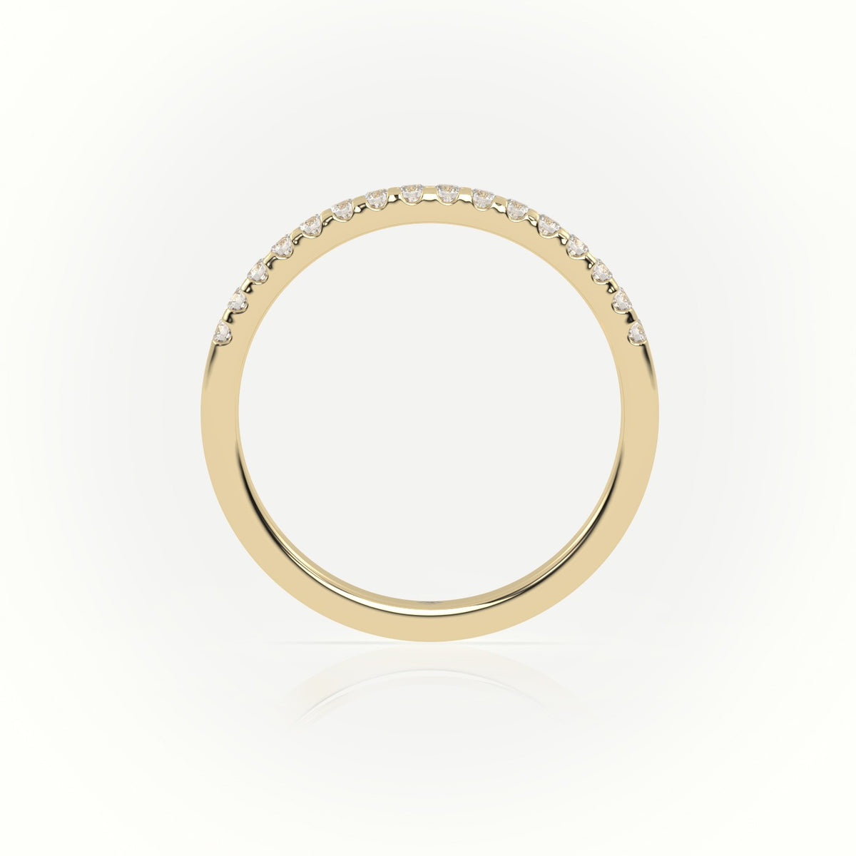 Round Cut Diamonds Scallop Setting Half Eternity Wedding Band — Yellow Gold