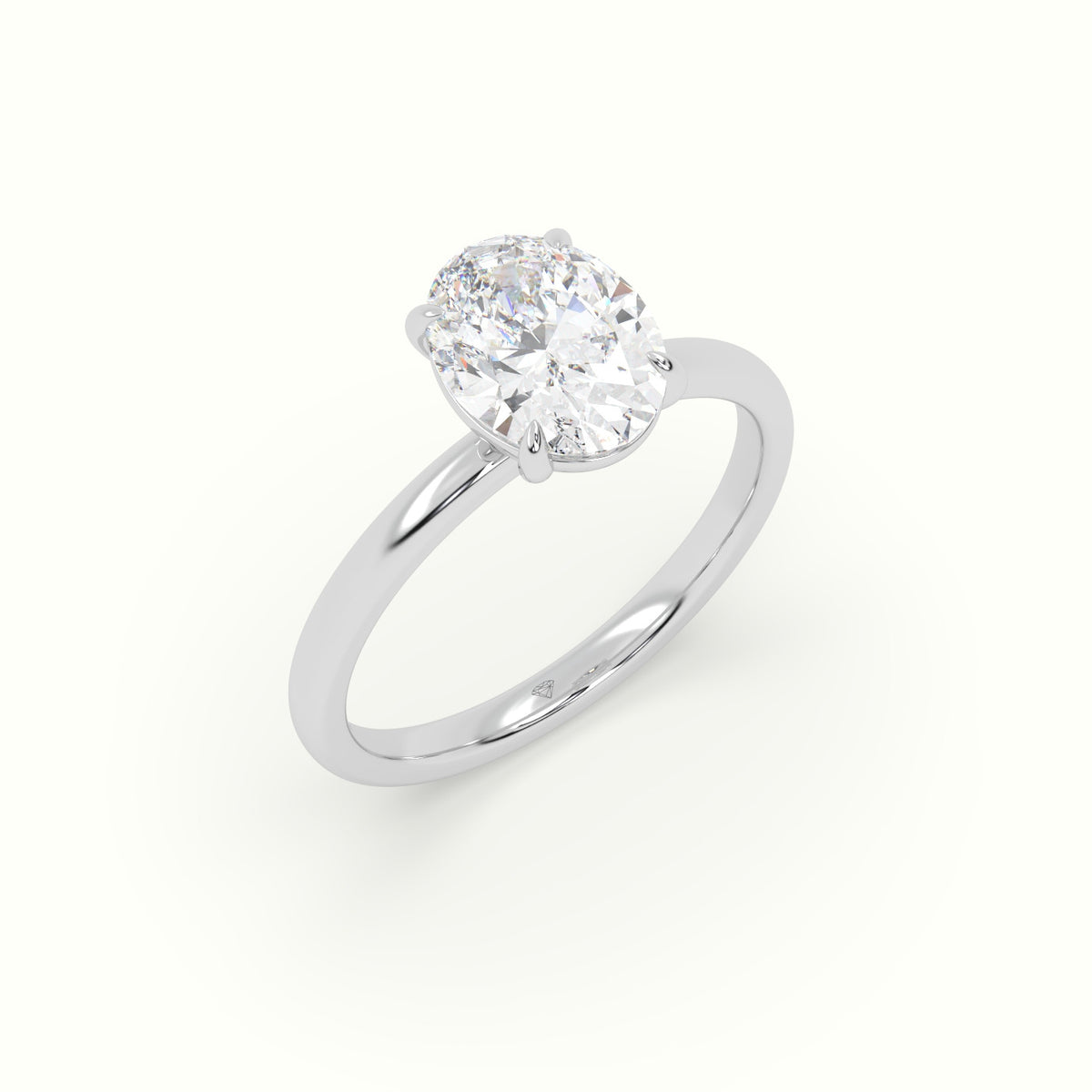 Oval Solitaire Engagement Ring — White Gold