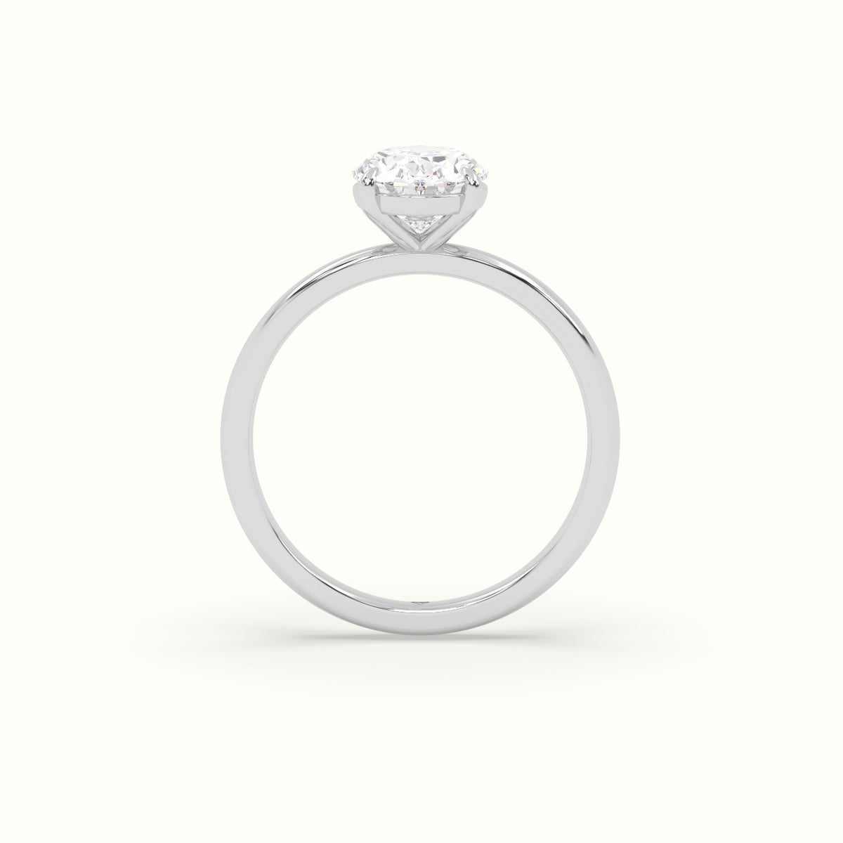Oval Solitaire Engagement Ring — White Gold
