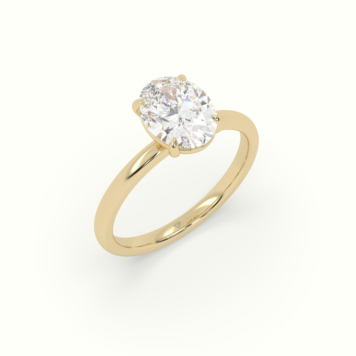 Oval Solitaire Engagement Ring — Yellow Gold