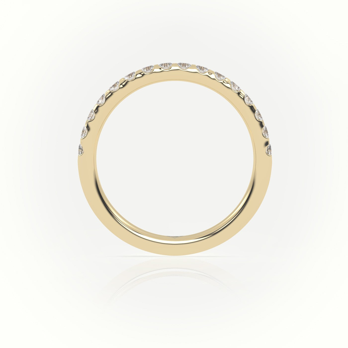 Round Cut Diamonds Scallop Setting Eternity Wedding Band — Yellow Gold