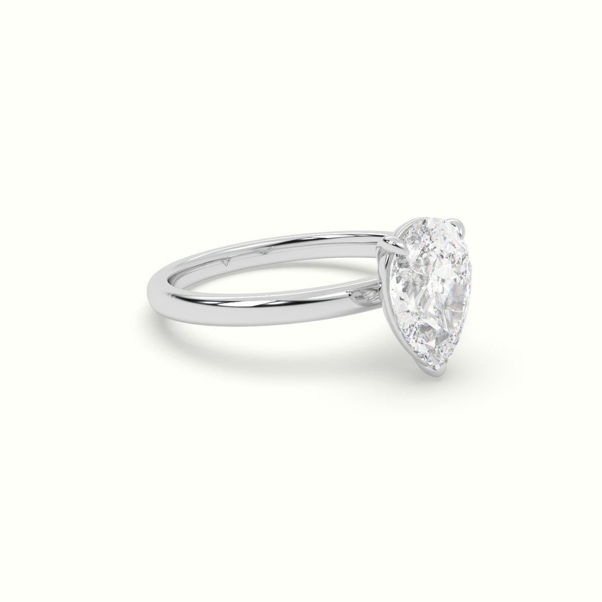 Pear Solitaire Engagement Ring — White Gold