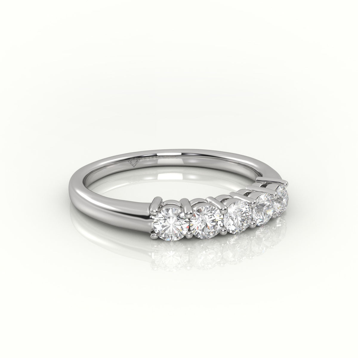 Round Cut Diamonds Bar-Setting Half Eternity Wedding Band — White Gold