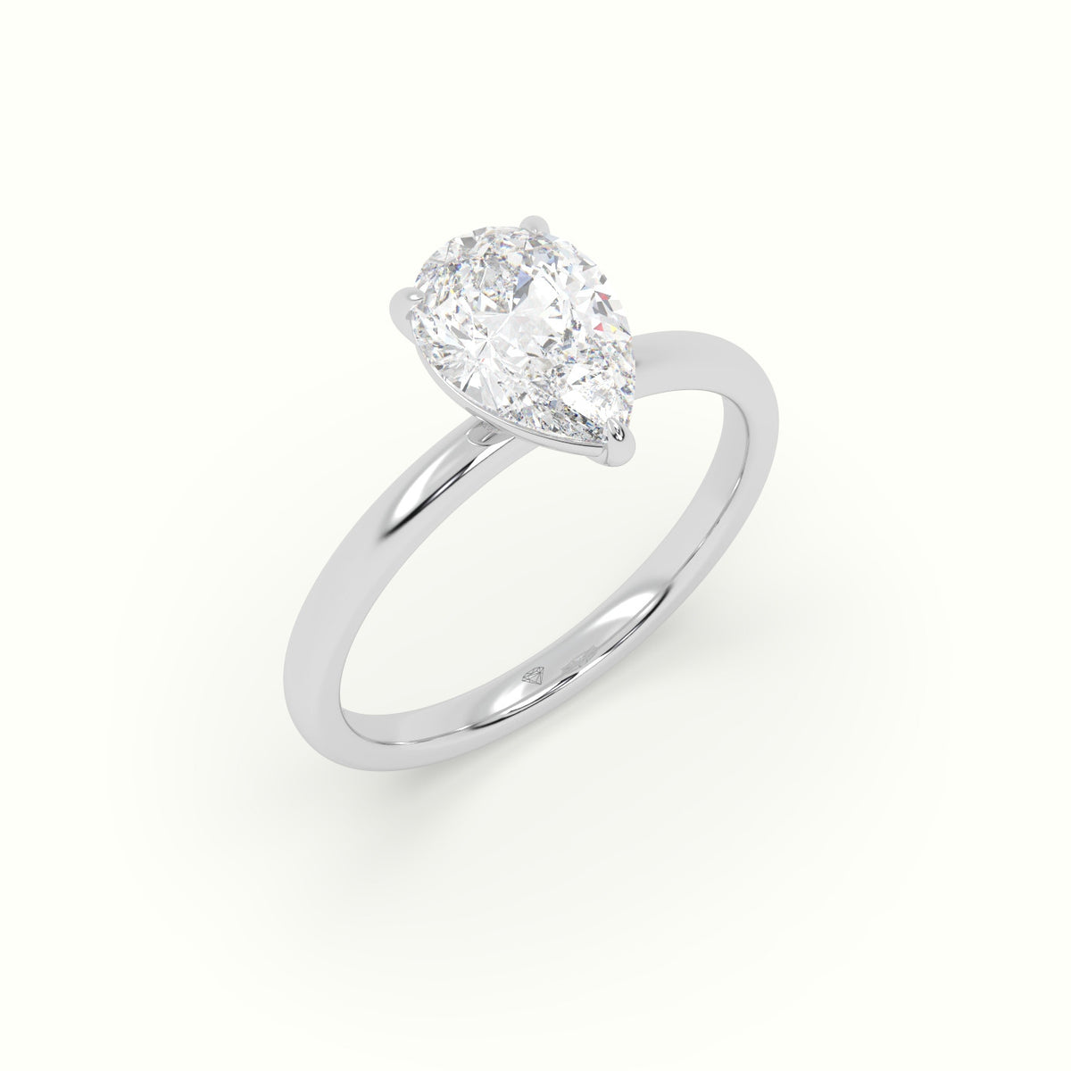 Pear Solitaire Engagement Ring — White Gold