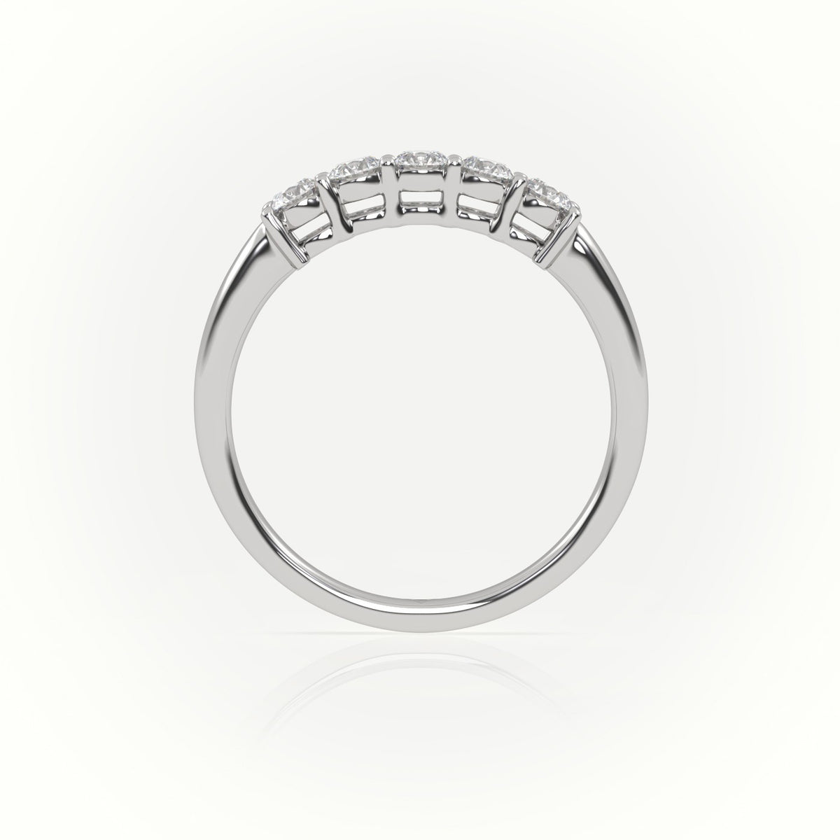 Round Cut Diamonds Bar-Setting Half Eternity Wedding Band — White Gold