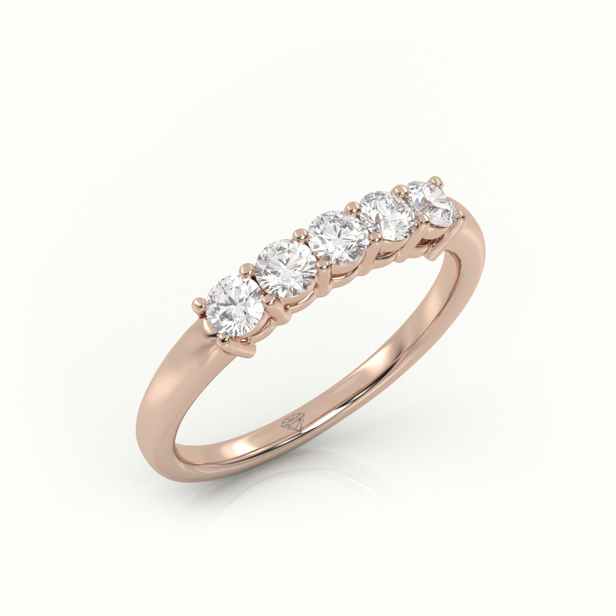 Round Cut Diamonds Bar-Setting Half Eternity Wedding Band — Rose Gold