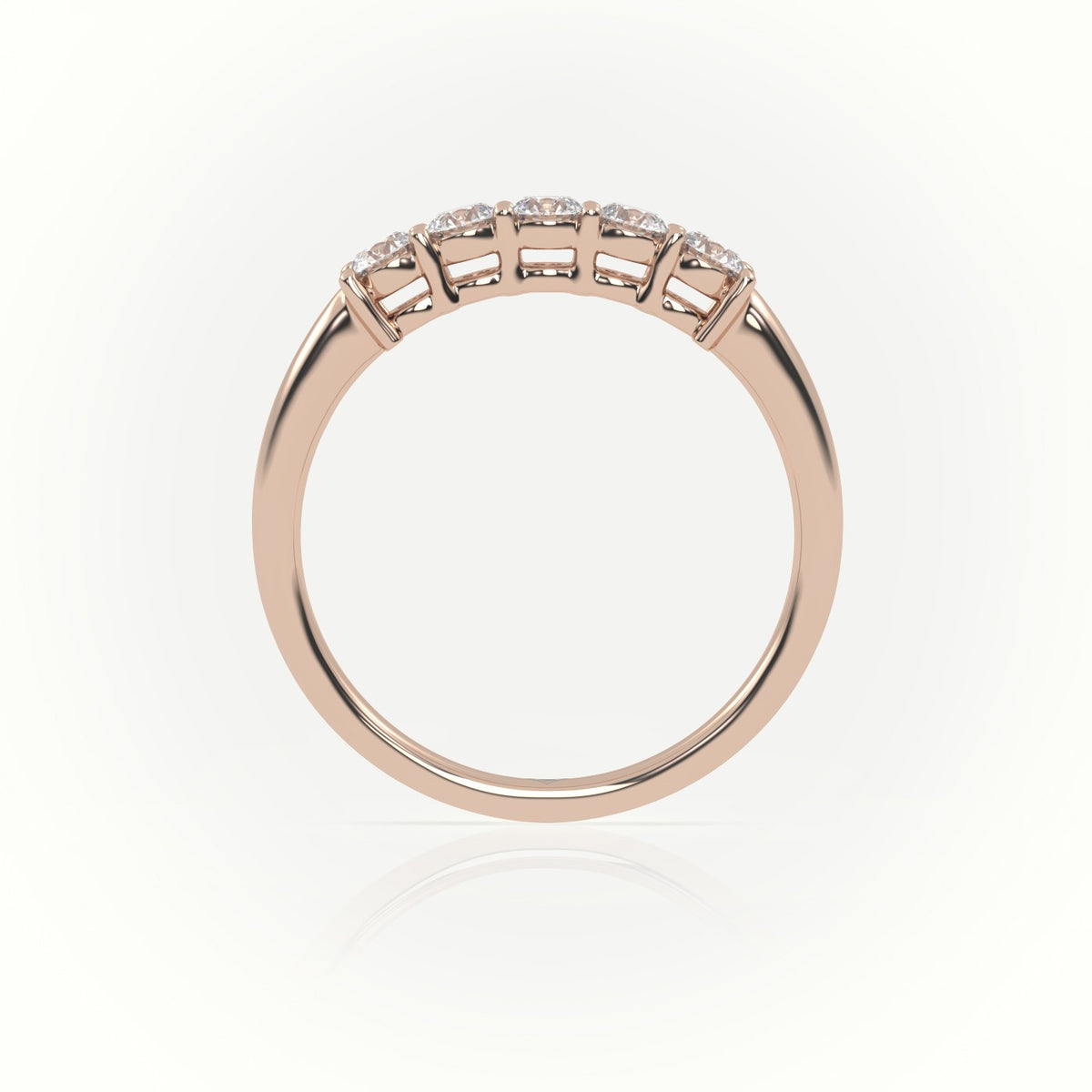 Round Cut Diamonds Bar-Setting Half Eternity Wedding Band — Rose Gold