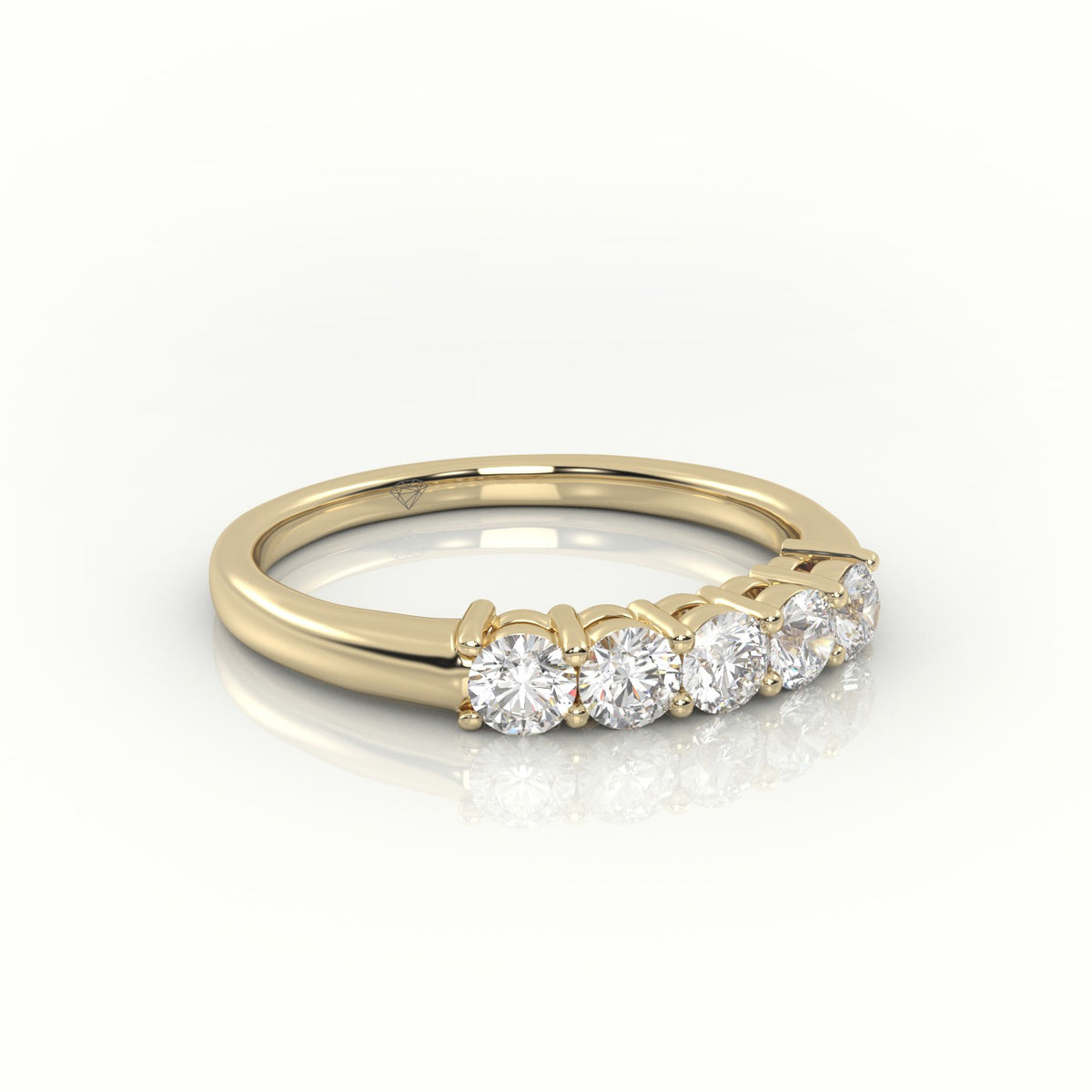 Round Cut Diamonds Bar-Setting Half Eternity Wedding Band — Yellow Gold