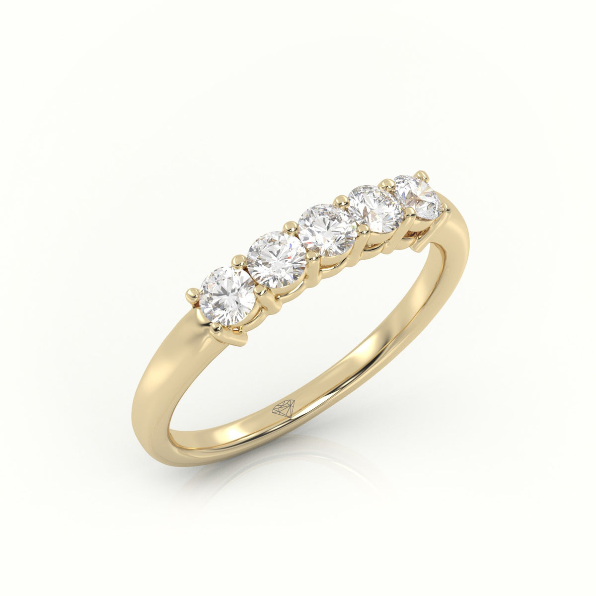 Round Cut Diamonds Bar-Setting Half Eternity Wedding Band — Yellow Gold