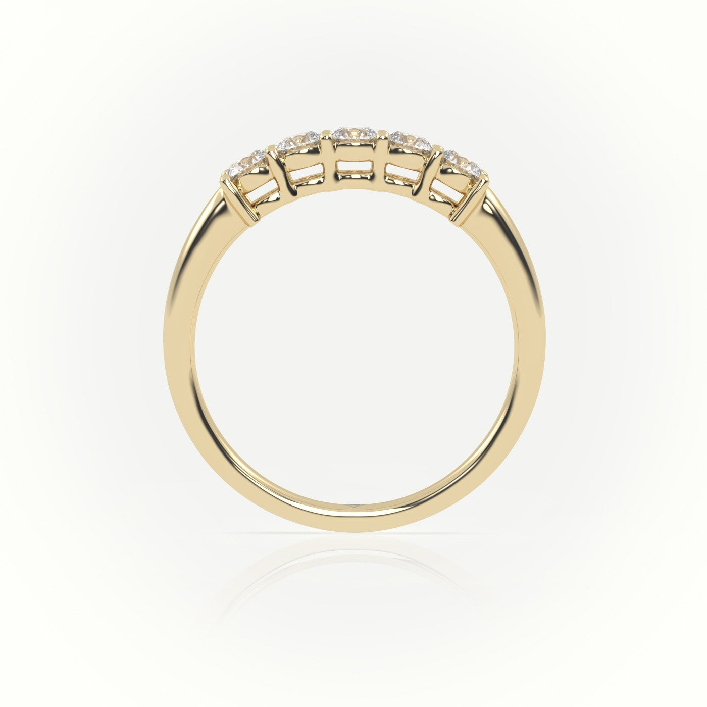 Round Cut Diamonds Bar-Setting Half Eternity Wedding Band — Yellow Gold